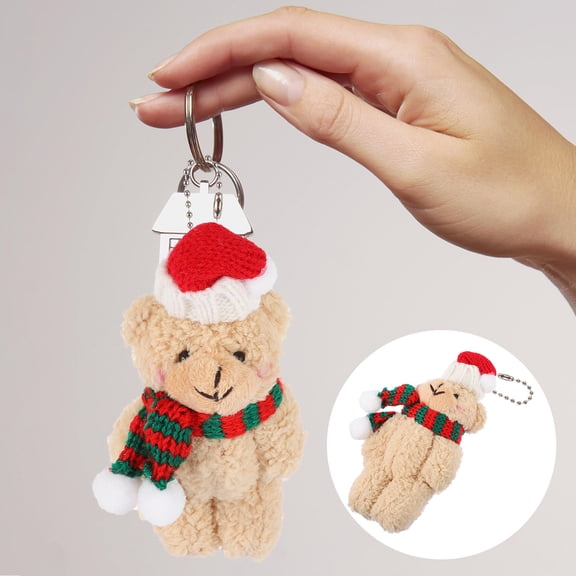 Toyvian Backpack Bear Keyring 1Pcs Plush Bag Keychain Pendant Green Plush Car Hanging