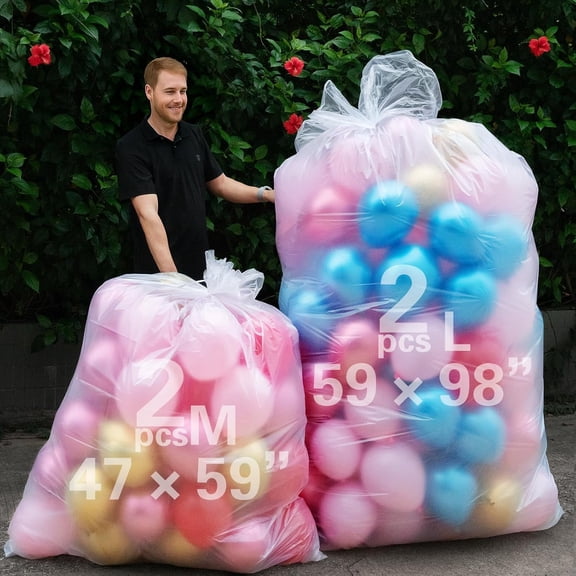 4 Pcs Balloon Bags For Transport Extra Large(2 Pcs 59 x 98.4 in   2 Pcs 47.2 x 59 in), Transport Balloons For Weddings, Birthday Parties