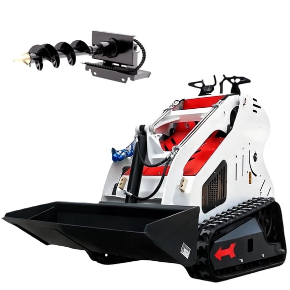 MachPro Mini Skid Steer Loader 13.6HP Briggs & Stratton Stand-On Compact Track Loader with Bucket & Auger for Landscaping & Construction