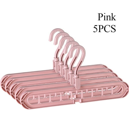 5pcs Space Saver Hangers Multifunctional Magic Clothes Hangers Closet Organizer Hook Rack Pink Walmart Com Walmart Com