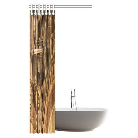 Pop Industrial Decor Shower Curtain Inside Gears Mechanical