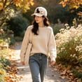 thumbnail image 4 of HOZVOMI Halloween Embroidered Baseball Cap for Women, Vintage Black Cat Pumpkin Moon Floral Hat with Pearl Details, Cream Adjustable Fall Seasonal Fashion Accessory, 4 of 6
