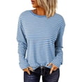 thumbnail image 2 of Shirts for Women Casual Striped Long Sleeve Tops Crew Neck Knit Ribbed Basic T Shirts Womens Tops, 2 of 4