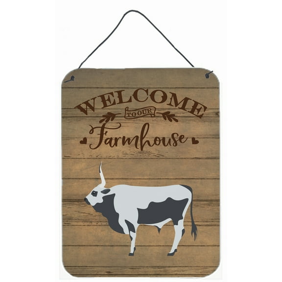 Caroline's Treasures CK6768DS1216 Hungarian Grey Steppe Cow Welcome Wall or Door Hanging Prints, 12x16, multicolor