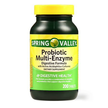 Spring Valley Probiotic Multi-Enzyme Digestive Formula Tablets, 200 (Best Digestive Enzymes For Ibs D)