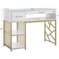 thumbnail image 6 of BarberPub Makeup Vanity Desk with Display Drawer, Storage Shelf, Nail Desk with Glass Top, 6 of 7