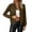 Coffee, variant on Women Faux Suedes Cropped Flight Jacket Stand Rib Collar Full Zip Rib Cuff Hem Vintage Lightweight Short Loose Fitting Fall Casual Streetwear Outerwear Coat