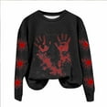 thumbnail image 2 of TIMIFIS Chandail en Molleton Halloween Femmes Horreur Rouge Graphique Chandails en Molleton en Polaire Halloween Col Rond Manches Longues Chandail Tops, 2 of 3