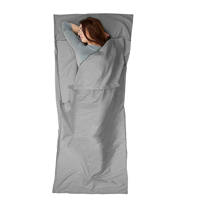OULII sleeping bag liners for adults Sleeping Bag Liner Gray 1Set Lightweight Portable