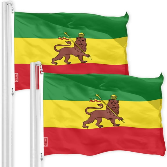 Ethiopia Lion Ethiopian Flag 3x5FT 2-Pack 150D Printed Polyester By G128