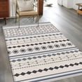 thumbnail image 3 of Boho Ethnic 3'x5' Washable Rug, Aztec Bohemian Vintage Geometric Blue Rustic Non-Slip Area Rugs for Entryway Kitchen Classroom, StainResistant Dorm Throw Carpet, Low Pile Soft Indoor Floor Mat, 3 of 9