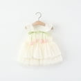 thumbnail image 2 of QTOCIO Toddler Girls Dresses, Baby Girl Summer Clothes, Toddler Kids Baby Girls Fashion Cute Sleeveless Sweet Solid Color Mesh Flower Dress, Beige, 2 Years, 2 of 3