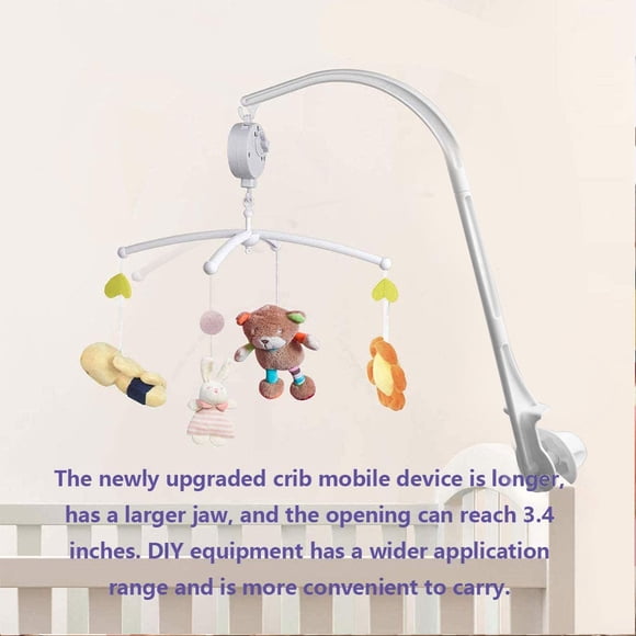 Soporte para campana de cama móvil con garra para cuna de bebé con caja de música, soporte ajustable, brazo para móvil de cuna, juguete para hacer uno mismo, soporte para brazo colgante, decoración