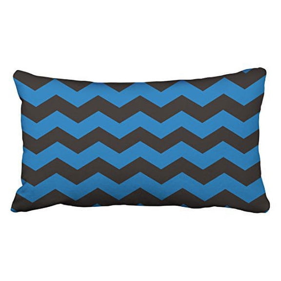 WinHome Modern Vintage Big Black And Blue Stripes Chevron Simple Pattern Polyester 20 x 30 Inch Rectangle Throw Pillow Covers With Hidden Zipper Home Sofa Cushion Decorative Pillowcases