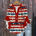 thumbnail image 2 of Youyipin womens tops 3/4 Sleeve Casual American Flag 4Th of July Henley Notched V Neck T Shirts Loose Fit graphic tees for women, 2 of 5