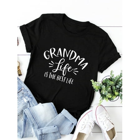 ZXZY Women Short Sleeve GRANDMA Life IS THE BEST LIFE (Best Place For Womens Suits)