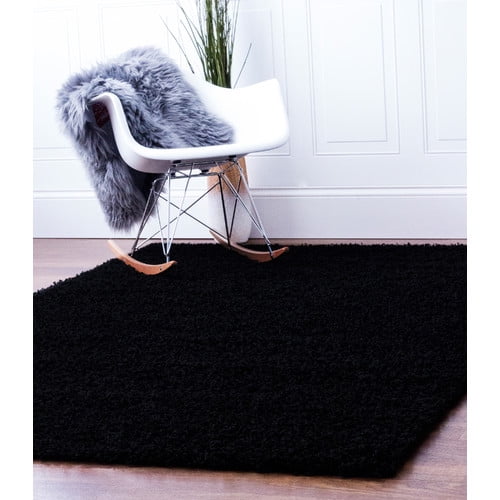 Super Area Rugs, Cozy Plush Solid Black Shag Rug , 8' x 10'