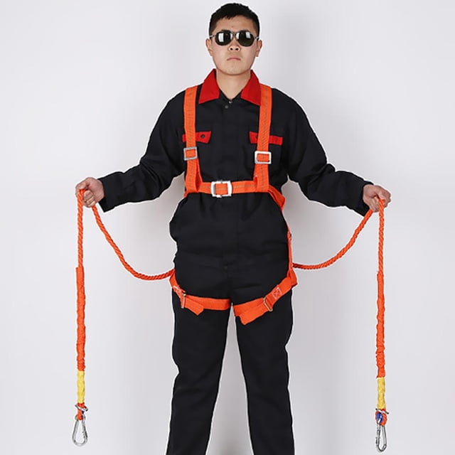 Kit de Arnés de Seguridad para Protección Industrial Contra Caídas con Doble Pierna, Cordón Y Ganchos Elásticos con Amortiguador de 6,6 Pies,