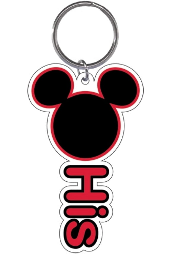 Mickey Mouse Head"His" Lasercut Keychain, Disney Themed Key Ring, 3 Inch