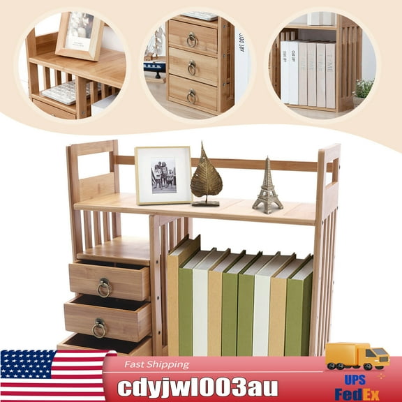 Bamboo Desktop Bookshelf Storage Organizer Display Shelf Rack Desk TOP