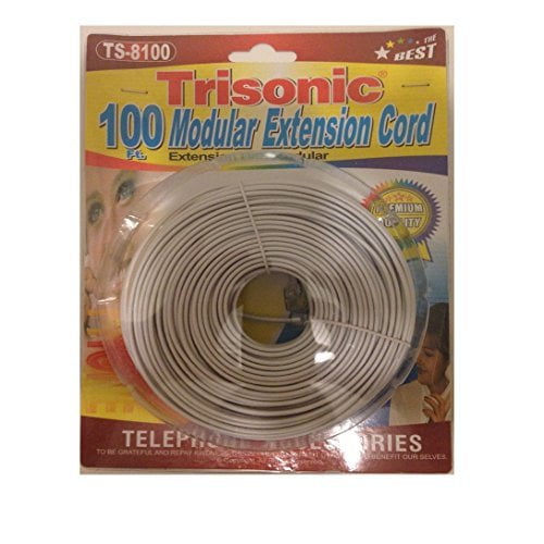 Trisonic Telephone Phone Extension Cord Cable Line Wire (100 Feet