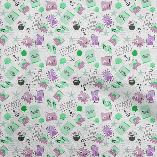 oneOone Polyester Spandex Light Green Fabric Travel Craft Projects Decor Fabric Printed By The Yard 56 Inch Wide