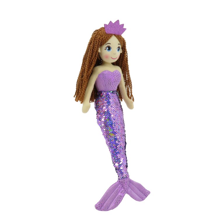Linzy Toys 18 inch Violet Mermaid Plush Doll with 2-Way