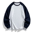 thumbnail image 6 of XRoczxe Men Raglan Color Block Long Sleeve T-Shirt, Casual Crew Neck Contrast Pullover Top, Loose Fit Basic Layer Shirt for Winter Daily Wear White, 6 of 6