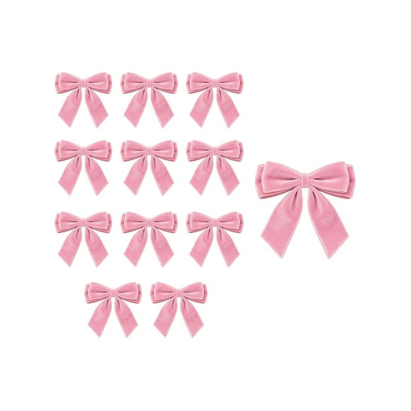 Cheapark 12Pcs Velvet Bow Decorations Dual Holiday Accent for Valentine's Day Gift and Christmas Window and Christmas Tree Decor F estive Romantic