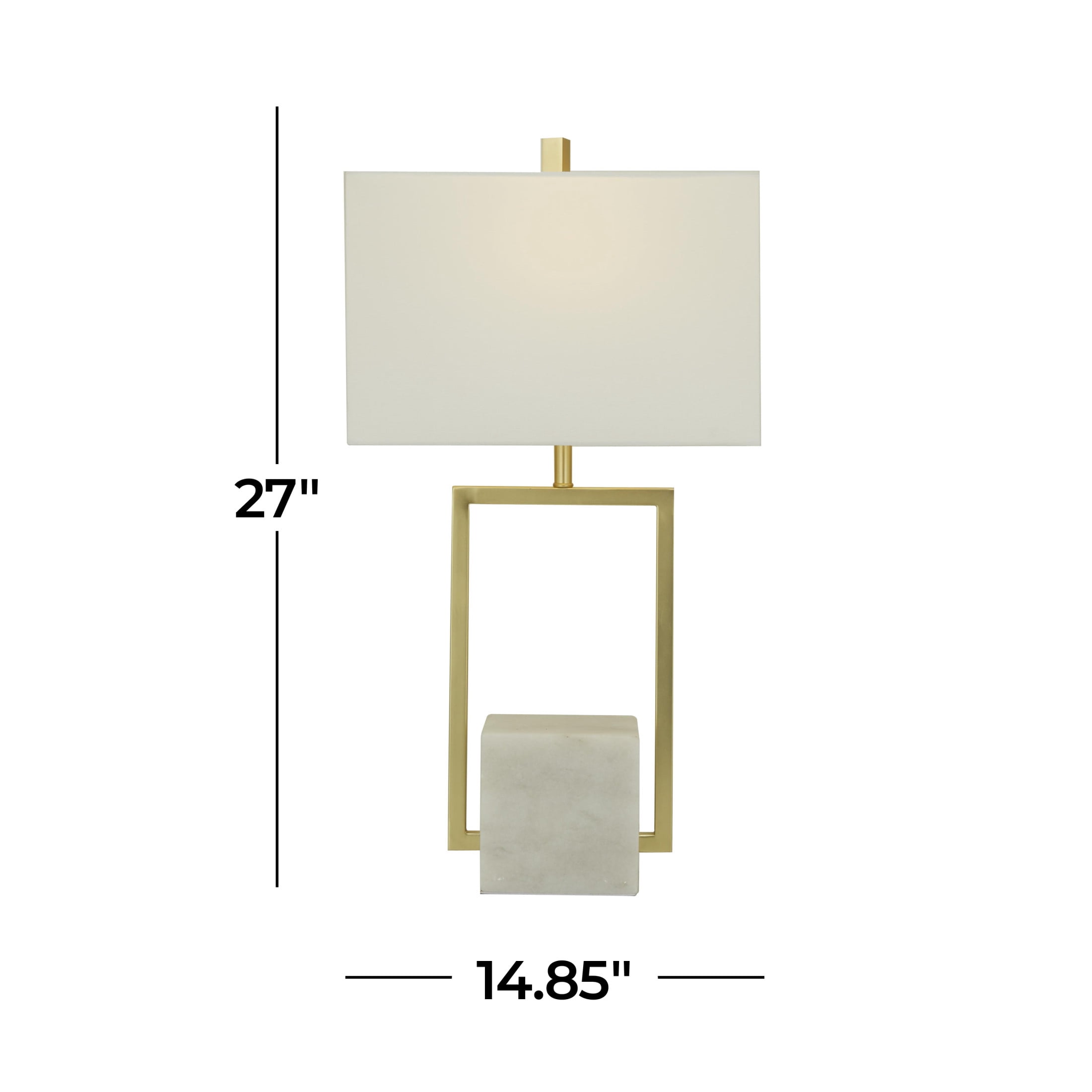 CosmoLiving by Cosmopolitan 27" Geometric Gold Table Lamp with Cream Linen Shade