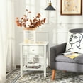 thumbnail image 3 of Patiojoy Table d'Extrémité Table de Nuit avec Tiroir et Tablette Mobilier de Chambre et Salon Blanc, 3 of 7
