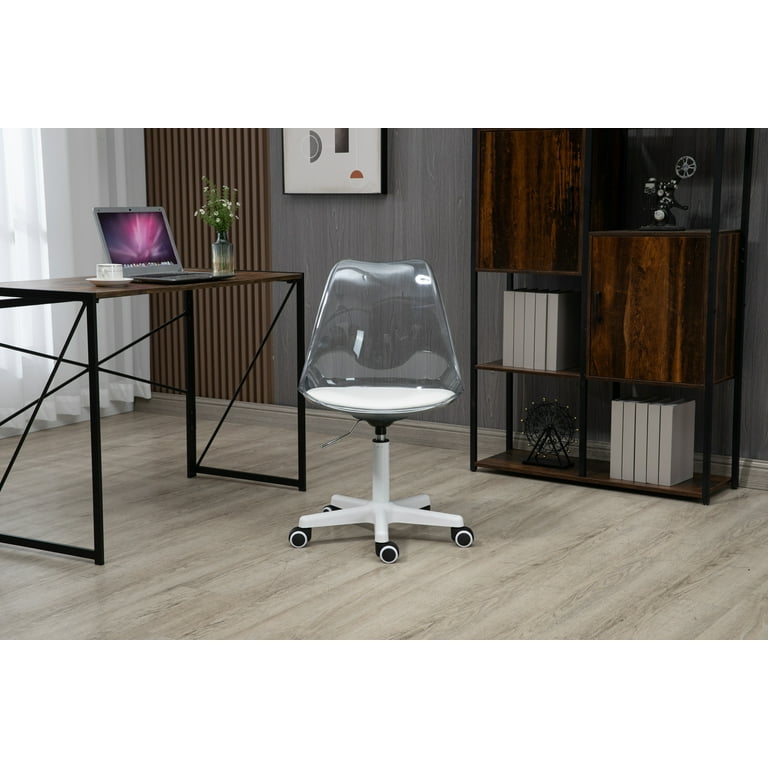 Luccalily Clear Acrylic Desk Swivel Chair with Cushion, Adjustable