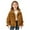 Brown-04, variant on Ultrave Girls' Zip Up Jacket Elastic Cuff Casual Outerwear Ruffle Trim Long Sleeve Clothes for Outings 2-9Y