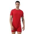 thumbnail image 3 of Alvivi Men's Short Sleeve One Piece Boyshorts Jumpsuit Romper Bodysuit Unitard Red XL, 3 of 8