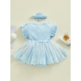 thumbnail image 4 of ZINTAOZT Newborn Baby Girl Romper Dress Outfits Flower Mesh Lace Ruffle Jumpsuit Dress Headband Cute Summer Clothes, 4 of 8