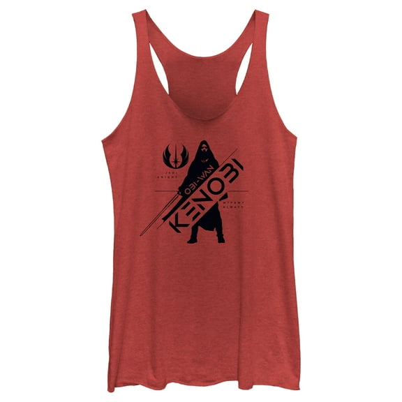 Women's Star Wars: Obi-Wan Kenobi Jedi Order Kenobi Silhouette Racerback Tank Top Red Heather Medium