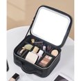 thumbnail image 1 of Bolsa De Cosméticos Con Espejo Iluminado, Bolsa De Maquillaje Iluminada De 3 Colores Con Espejo LED, Gran Capacidad, Divisor Desmontable, Carga Para Viajes, 1 of 7