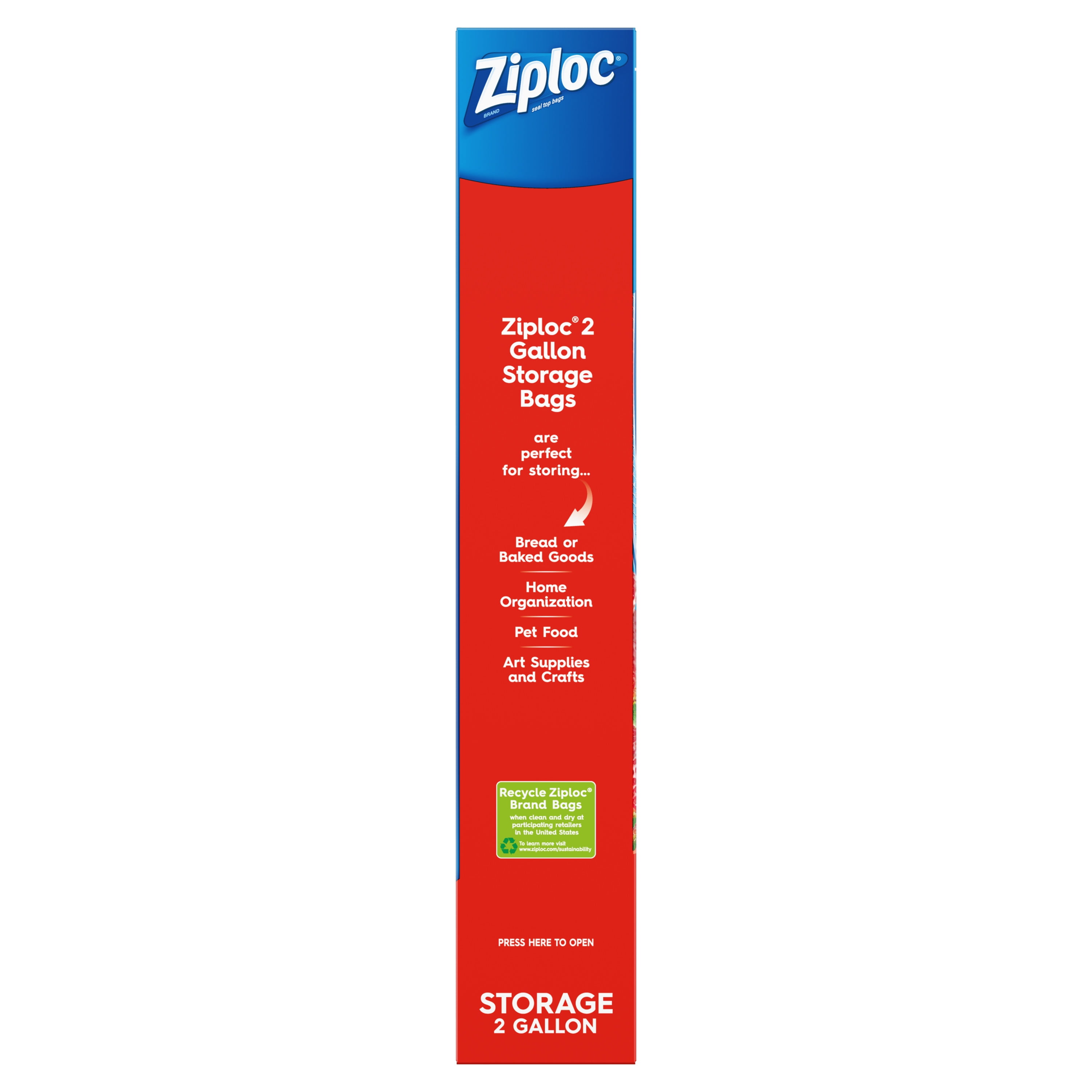 Ziploc Seal Top Bags, Storage, 2 Gallon 12 Ea