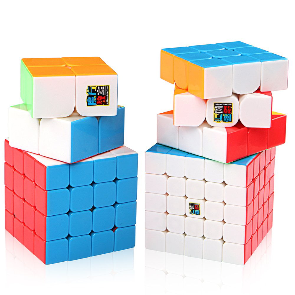 Speed Cube Bundle 2x2 3x3 4x4 5x5 Moyu Mofangjiaoshi Stickerless Magic Cube Set 