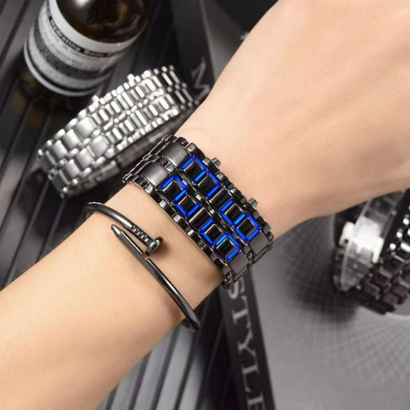 Version Fashion LED Lava Steel Band Watch - Cool Student Men's Casual Chain Wristwatch