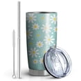 thumbnail image 2 of 20oz Daisy Coffee Tumbler with Lid and Straw,Reusable Stainless Steel Tumbler Cups Vacuum Insulated Travel Tumbler，mint Thermos Travel Coffee Mug，Daisy Gifts for Women,Mom,Friends, 2 of 5