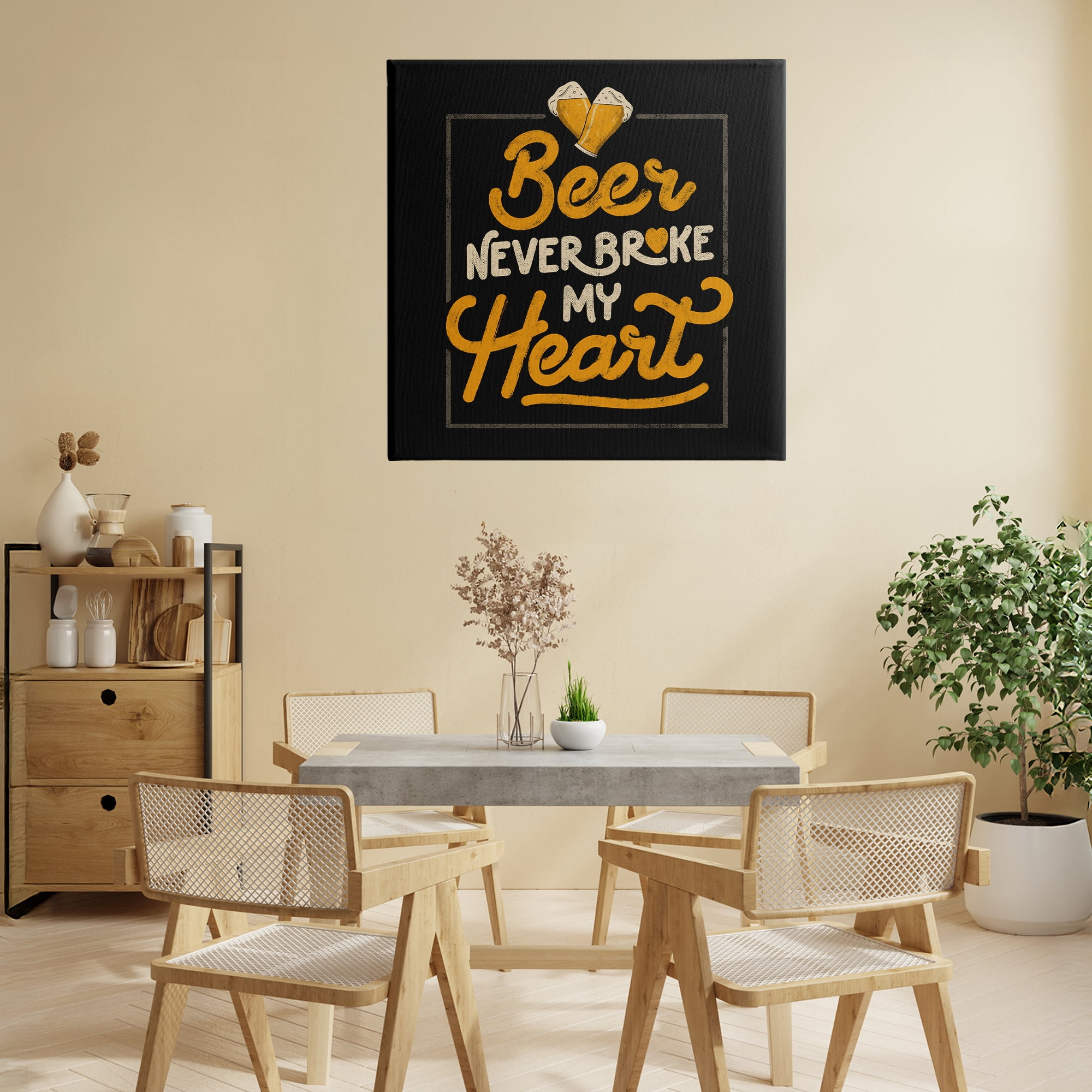 Stupell Industries Beer Never Broke My Heart Canvas Wall Art, design by EduEly Designs