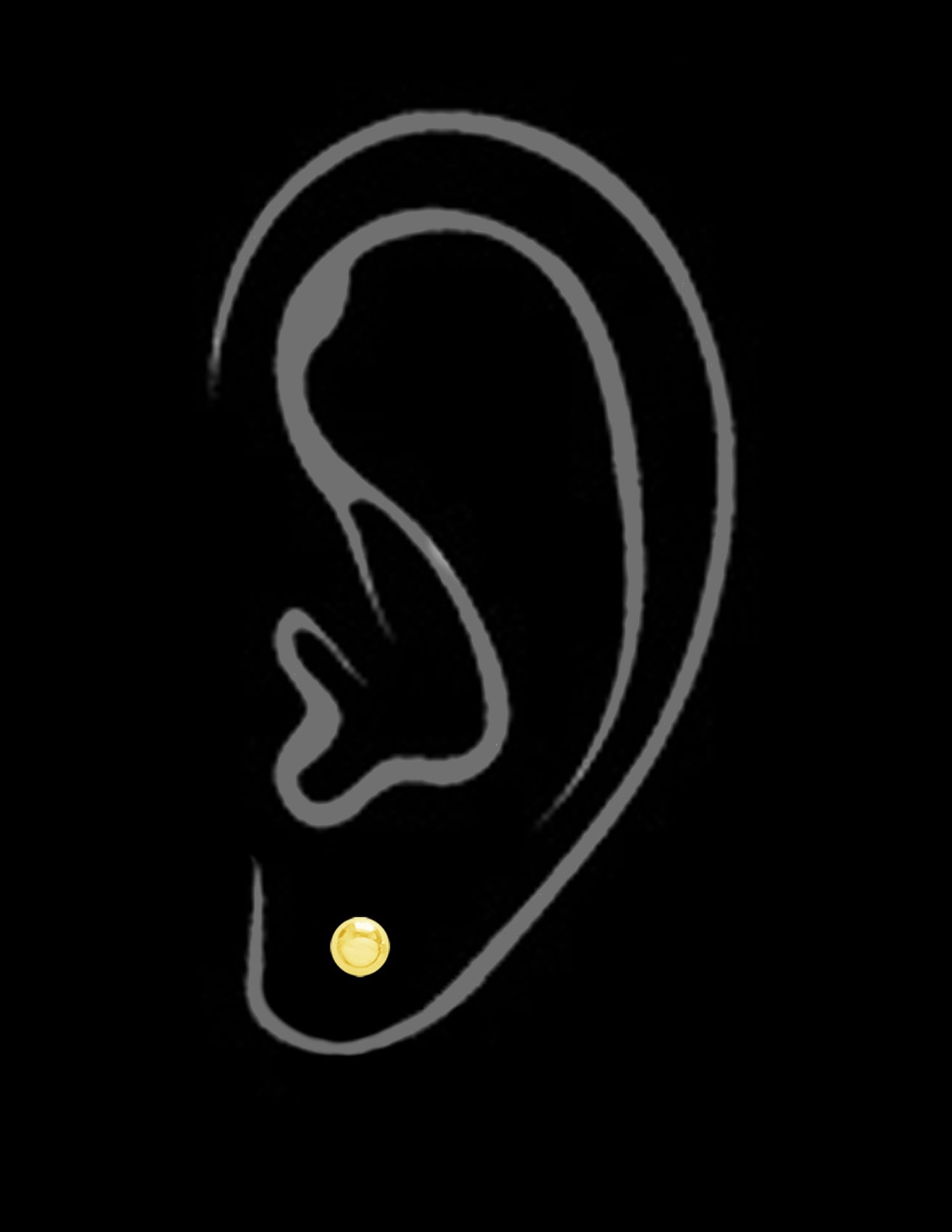 14kt Yellow Gold 8mm Shiny Ball Post Stud Earring