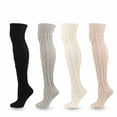 thumbnail image 5 of Xfvqtps Women Thigh High Socks Solid Color Thread Over the Knee Premium Comfort Soft Cozy Cotton Stockings Beige, 5 of 5
