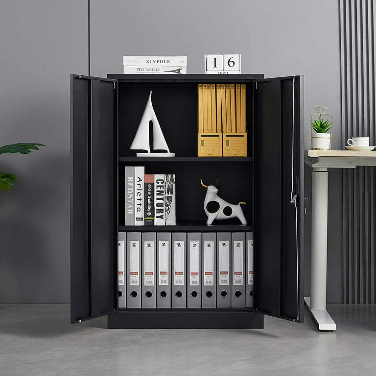 Garage Storage Cabinet Seizeen Metal File With Doors And Shelves Indoor 3 Tier Lockable Tool For