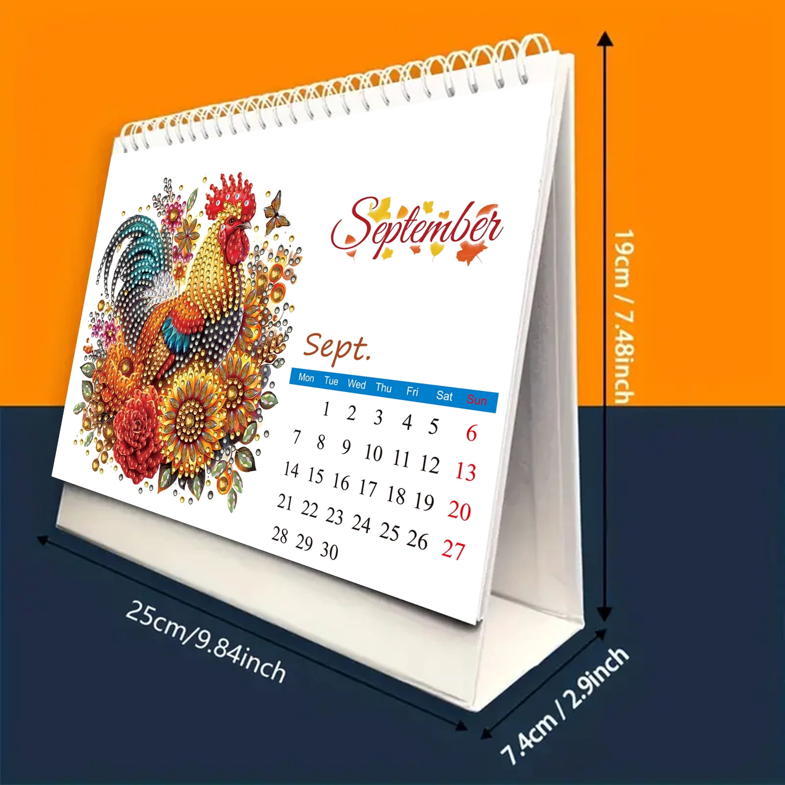 FLOPESN 2026 Desk Calendar DIY Diamond Painting Craft Kit – Complete Paper Calendar with Special Drills, Holiday Wreath & Gnome Themes for Home Office Decor-Mountain Squirrel