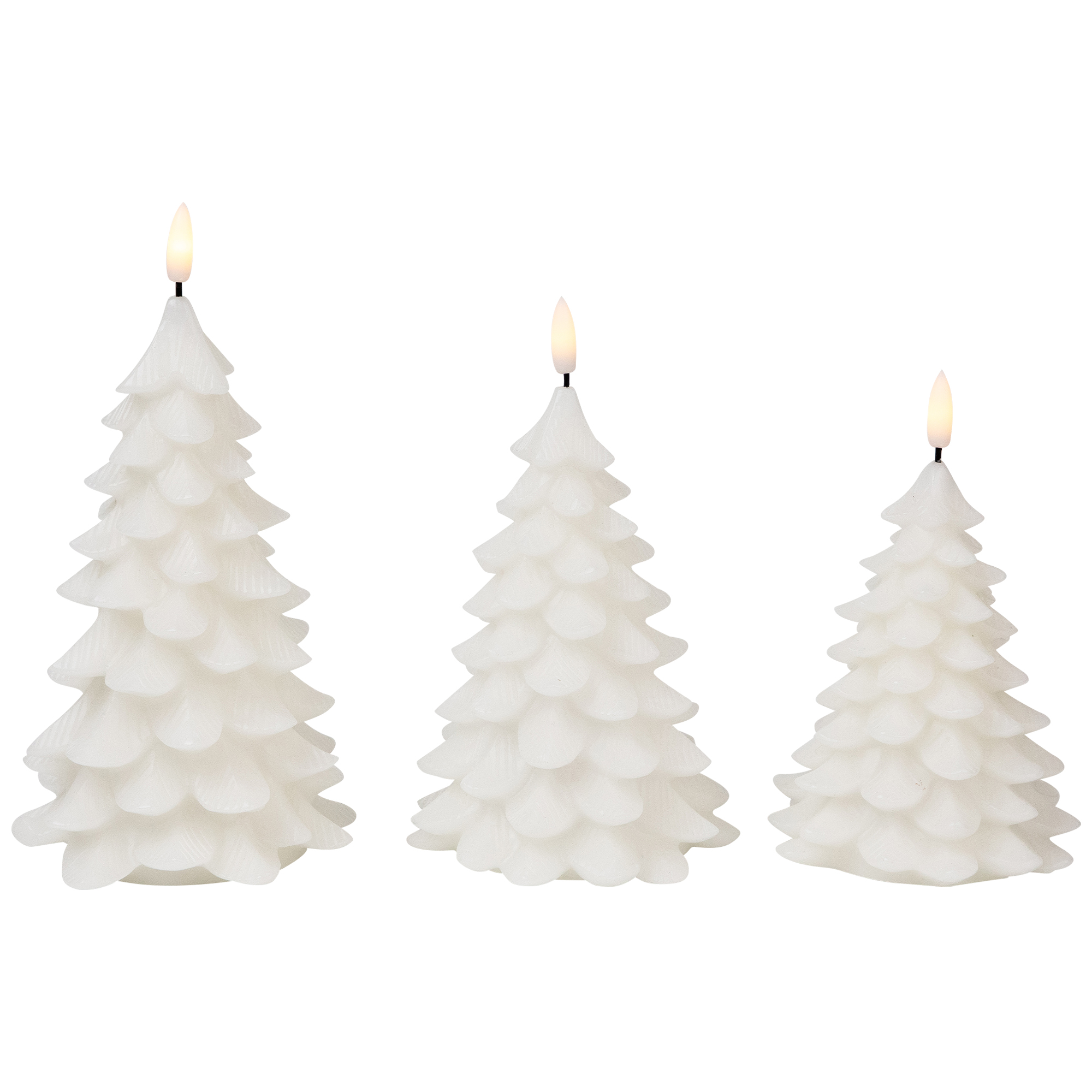 Northlight Flickering Flameless LED Christmas Tree Wax Candles - 7.25" - White - Set of 3
