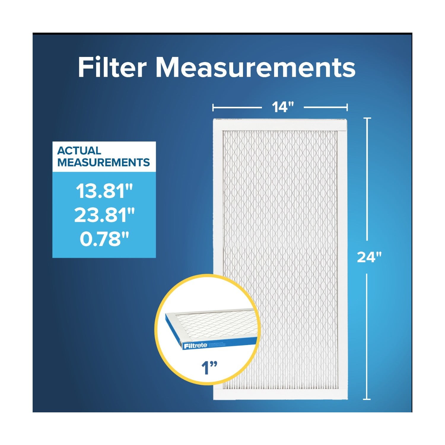 Filtrete 14x24x1 HVAC Furnace Air Filter, MPR 1900 MERV 13, Premium Allergen, Bacteria and Virus, 2 Pack