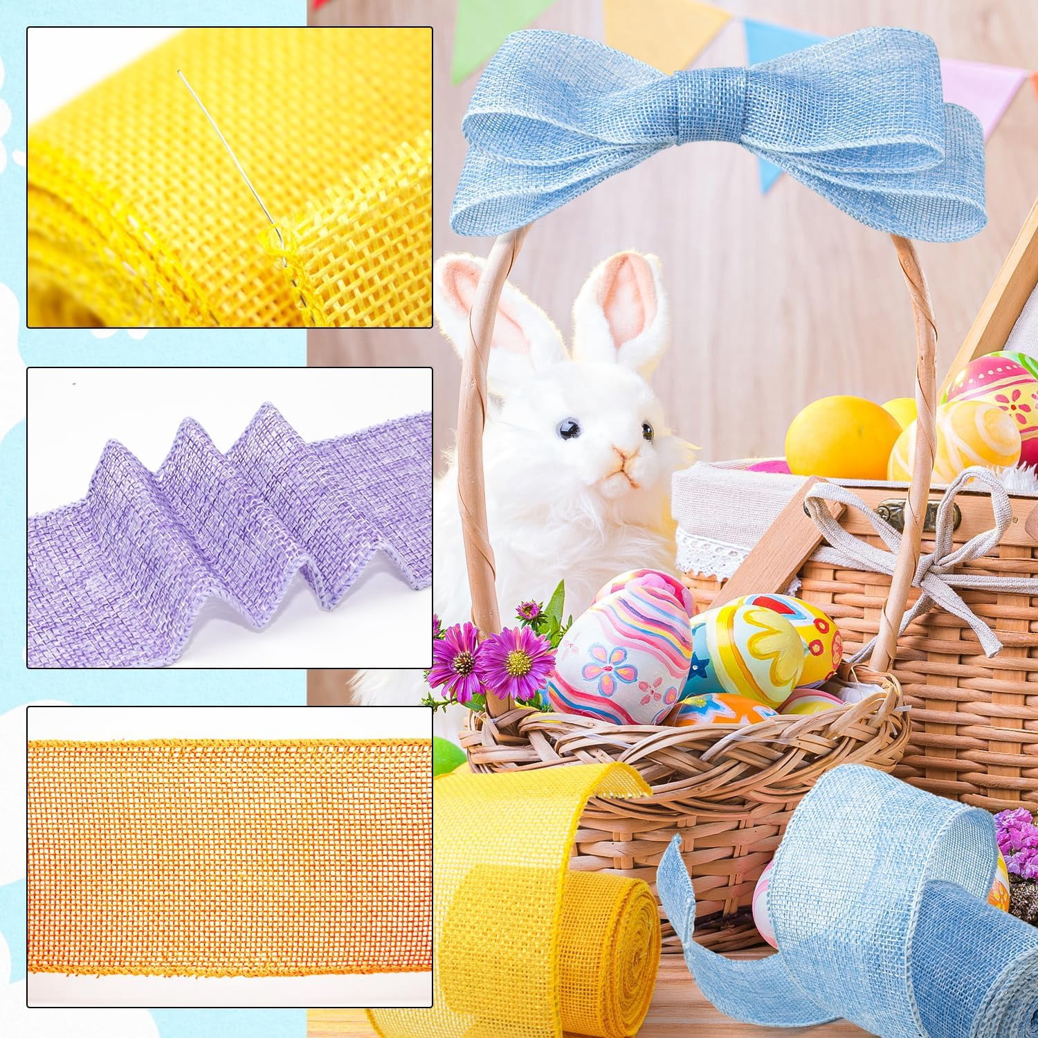 NANAHuang Burlap Ribbon Wired Ribbon 2 Inch Wide Burlap Wired Ribbon 6 Rolls 30 Yards Solid Fabric Metal Wire Edge Ribbon for Crafts Gift Wrapping Wreaths Bows Making E Decorations