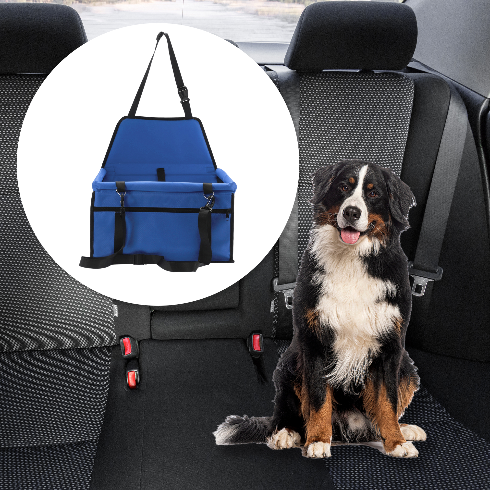 Unique Bargains Foldable Car Seat Cover for Pets Measuring 15.75x12.6x9.84" Blue